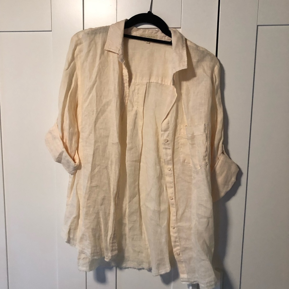 Side Stitch Linen Top